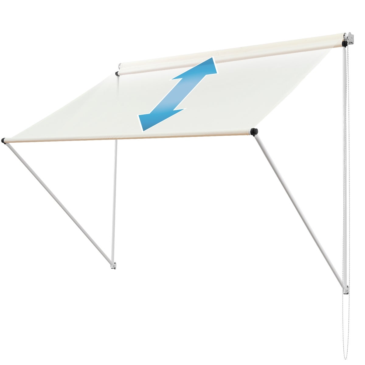 ML-Design Zonnescherm 400 x 120 cm, Beige, 50+ UV-bescherming, Gemaakt van metaal en polyester, Kabelkatrol, Raamzonwering, Uittrekbaar klemscherm Balkonscherm Spanscherm Zonnescherm Windscherm