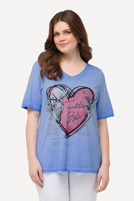 T-Shirt, Trachtenherz, Classic, V-Ausschnitt, Halbarm
