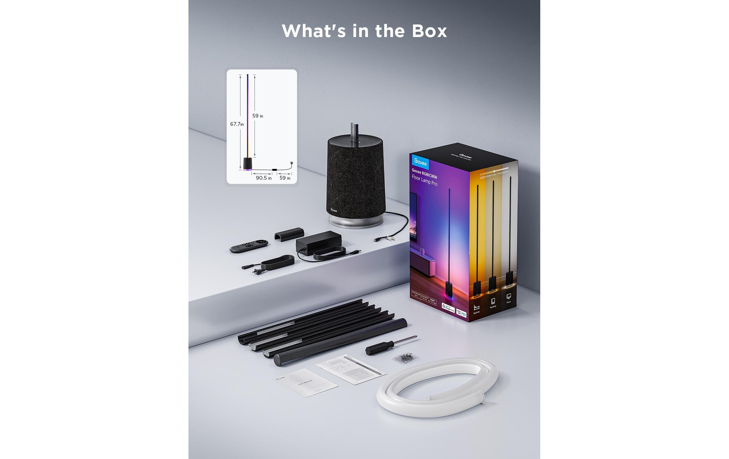 Lyra RGBICWW Eck-Stehleuchte mit Lautsprecher, Grau<br>Smarte Stehleuchte im modernem All-in-One-Design