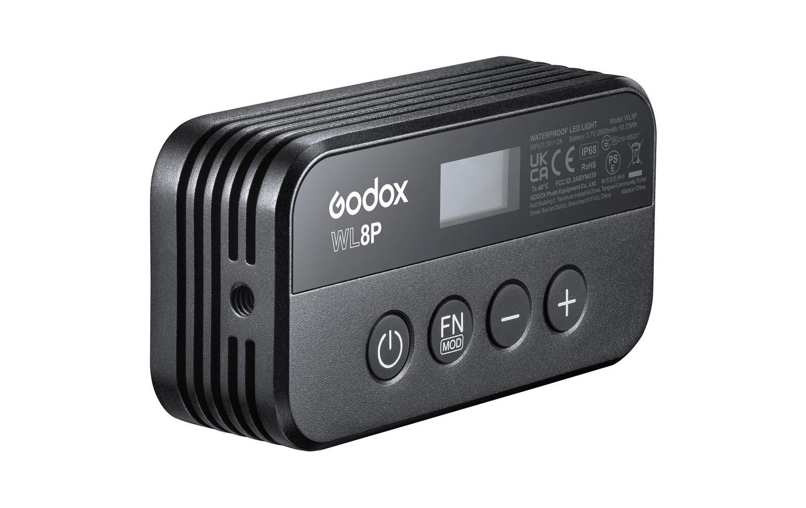 Videoleuchte WL8P<br>Wasserdichtes LED-Licht mit 2900 mAh starkem Akku
