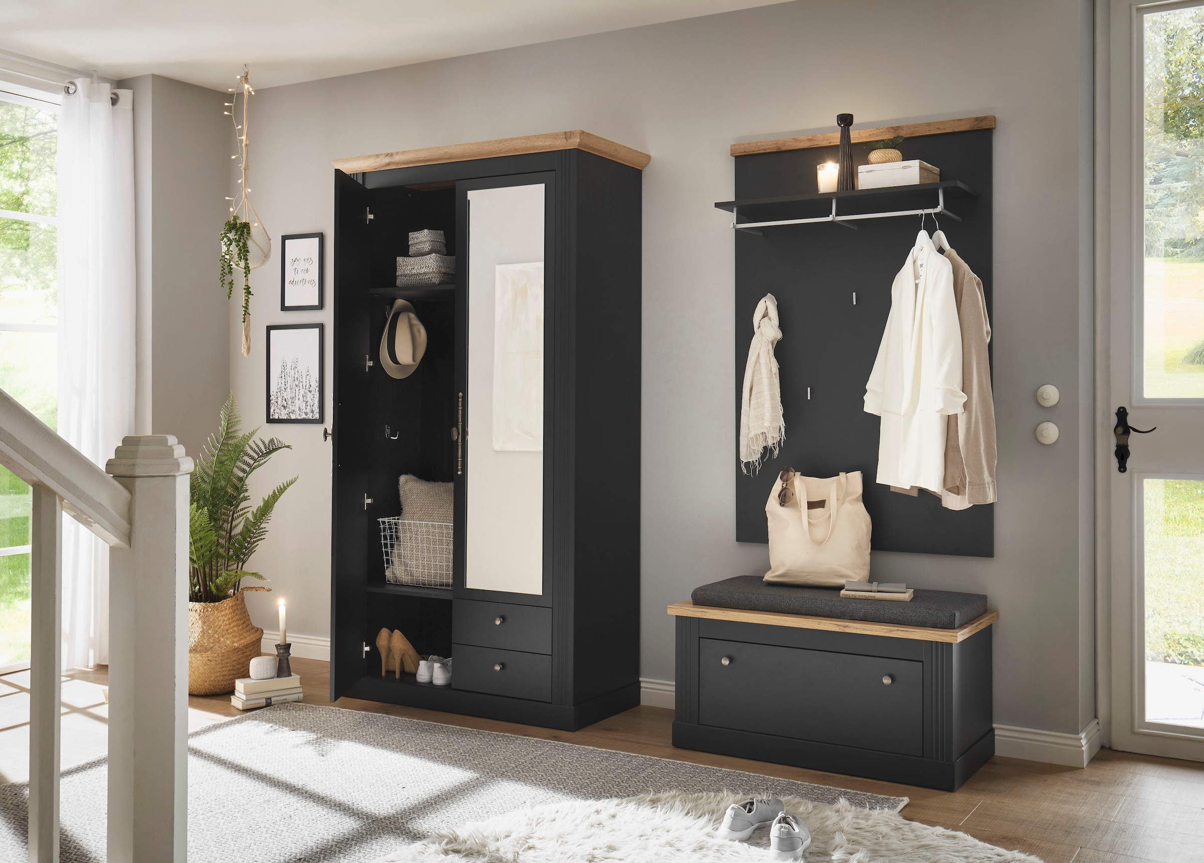 Home affaire Garderoben-Set »WESTMINSTER TOPSELLER!« Schuhbank, Paneel, Garderobenschrank, 3 Stk. tlg.