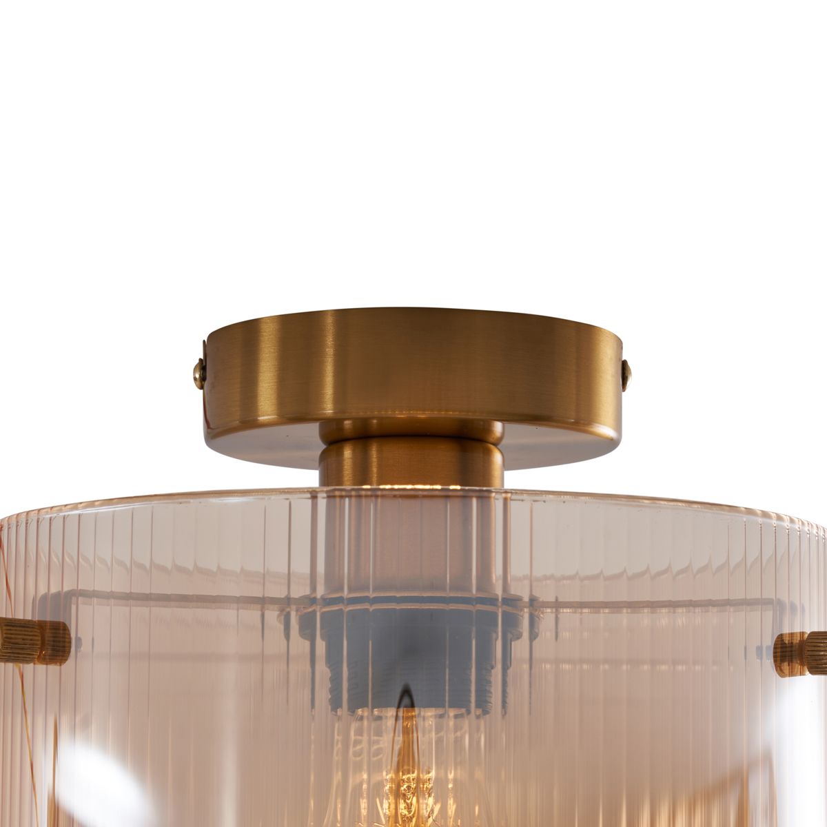 Art Deco plafondlamp messing met amber glas - Laura
