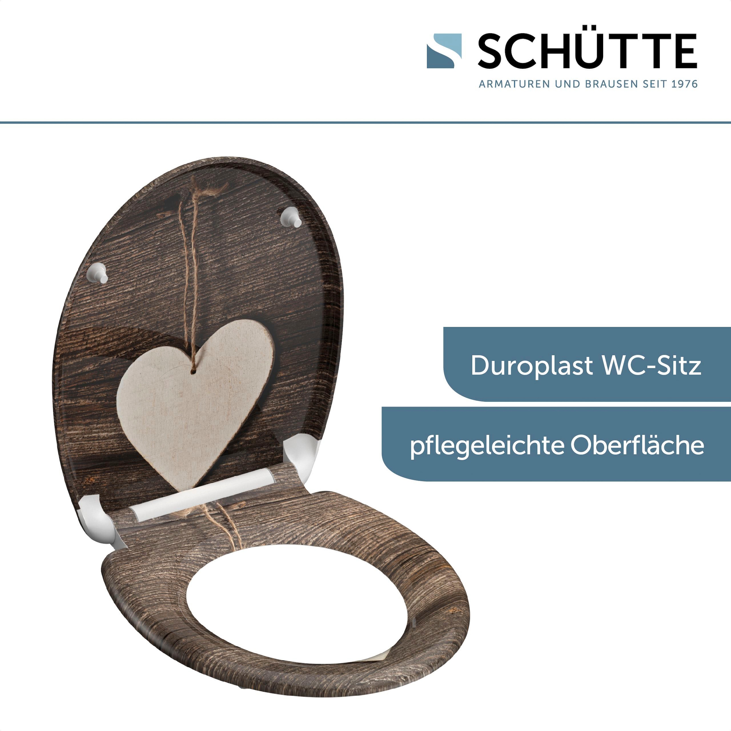 Schütte WC-Sitz »Wood Heart« Duroplast, mit Absenkautomatik und Schnellverschluss