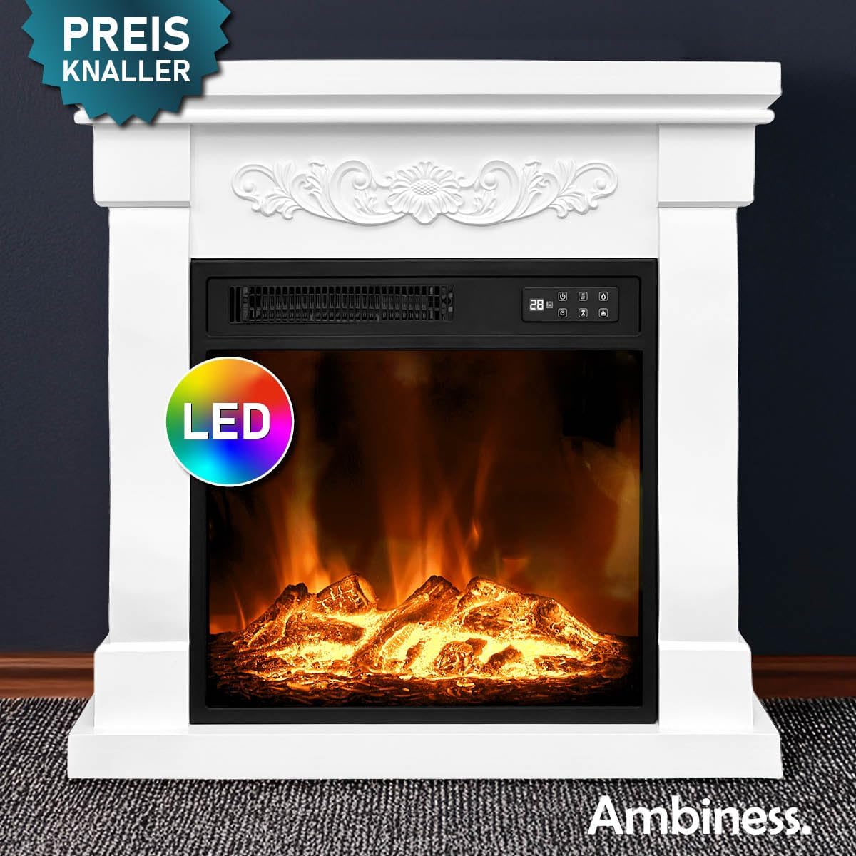 Elektrokamin | 2 Heizstufen | 900W - 2000W | viele Modelle | LED - 3D Flammeneffekt mit Farbwechsel | inkl. Fernbedienung Timer & Thermostat | Überhitzungsschutz | Fiona