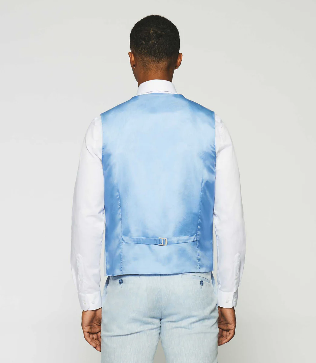 Gilet de costume en lin bleu ciel JCELESTE