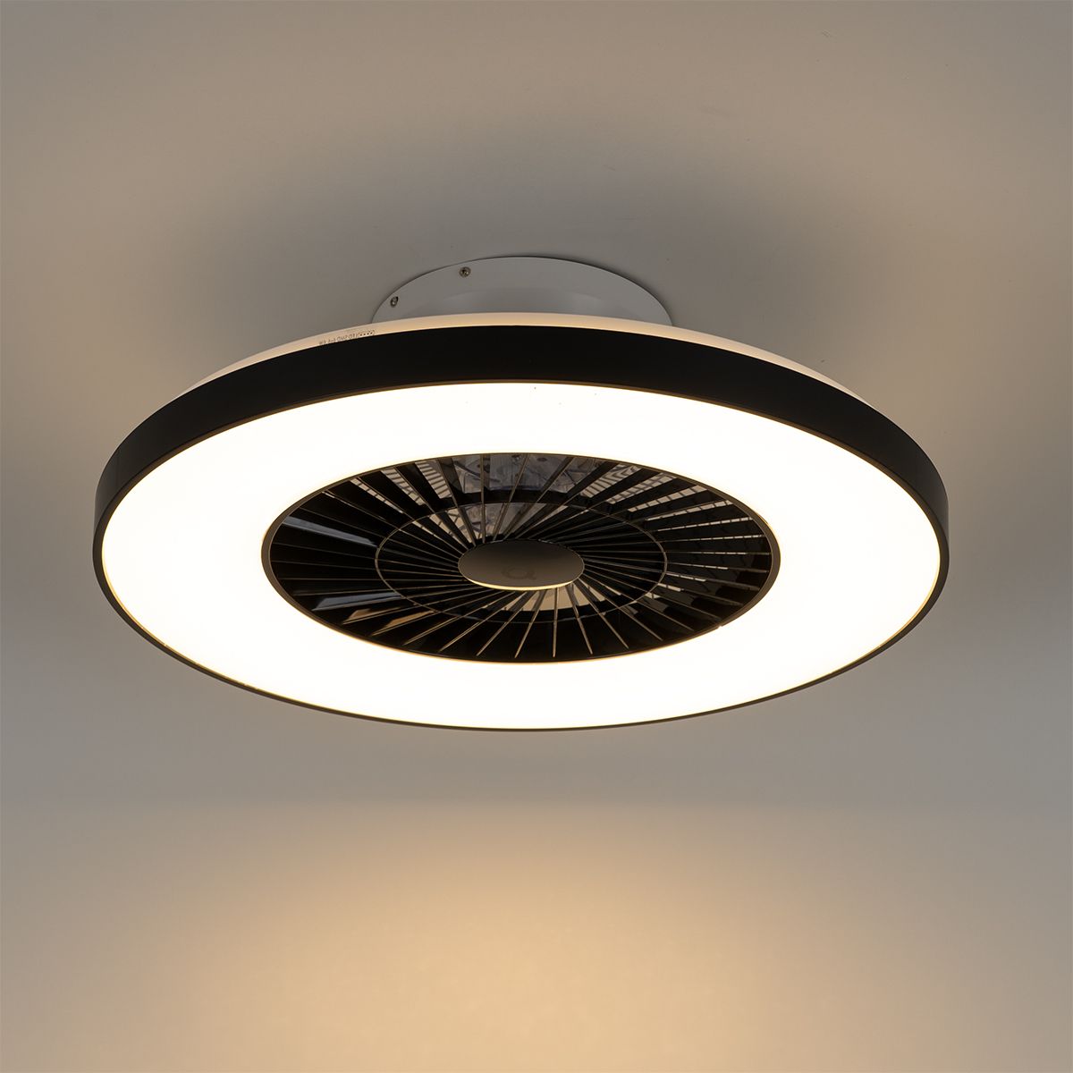 Smart plafondventilator zwart met ster effect 60cm incl. LED dimbaar met afstandsbediening - Climo