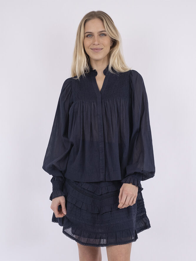 Neo Noir Jill S Voile Blouse Navy