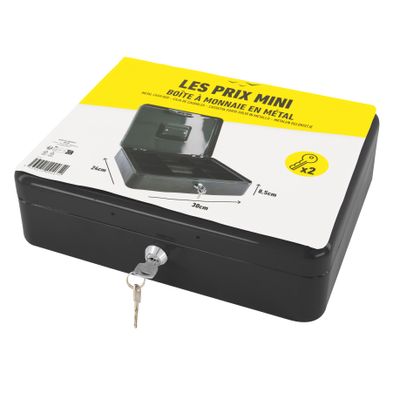 Les Prix Mini - Caisse à monnaie - 8 compartiments - 30 x 24 x 9 cm - noir