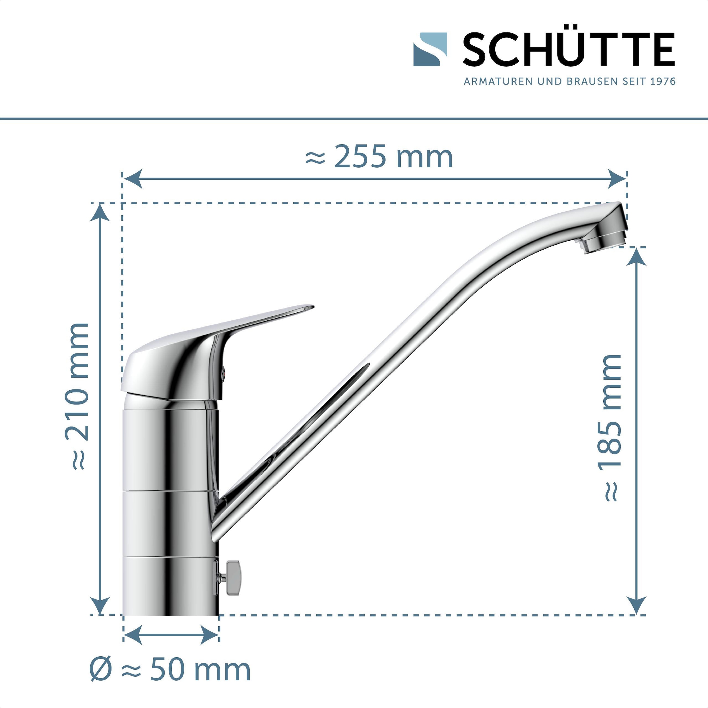 Schütte Spültischarmatur »LUCA« für Unterfenster-Montage, Wasserhahn Küche in Chrom, Hochdruck