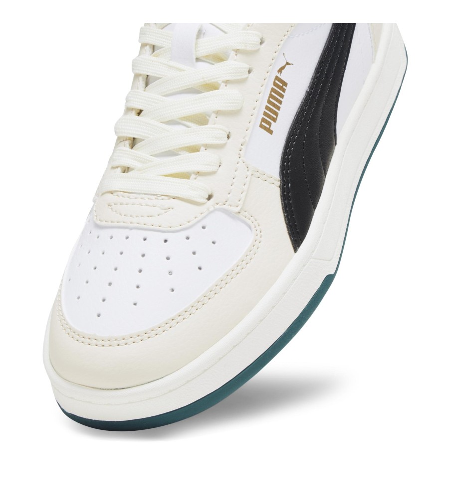 Tênis Puma Caven 2.0 Mid, branco e verde.