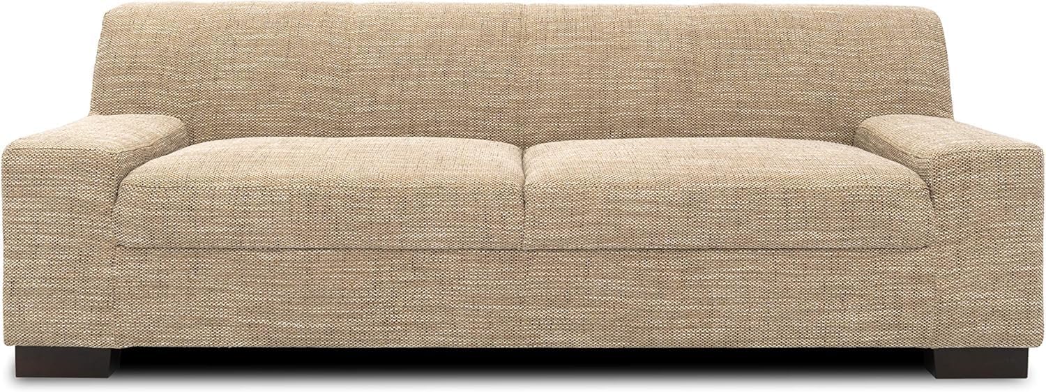 DOMO. collection Sofa Norma, 3-Sitzer Couch, 3er Polster-Garnitur mit Holzfüßen, 212 x 85 x 74 cm (BxTxH), Strukturstoff beige