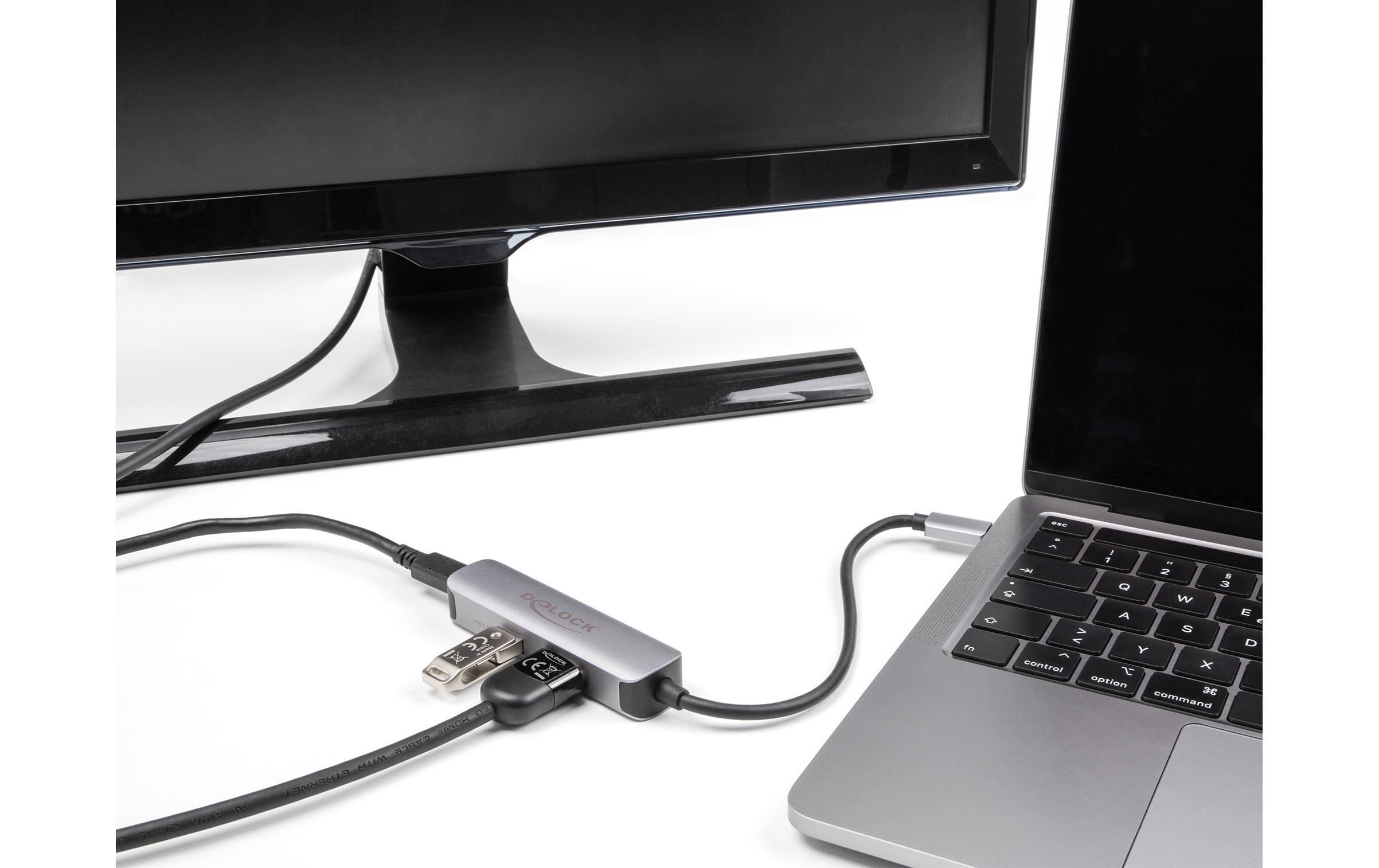 Adapter USB Type-C - HDMI/USB 3.0/USB Type-CDelock USB Type-C Adapter zu HDMI 4K 60 Hz mit USB Typ-A und USB Type-C Daten + PD 92 W