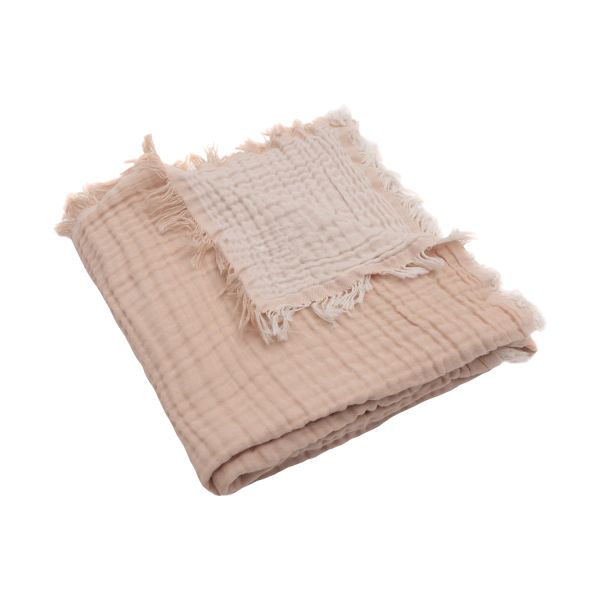 Jollein Ledikantdeken Fringe Moonstone / Ivory GOTS 120 x 120 cm