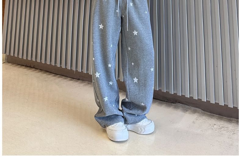 Rosesand - High Rise Star Print Loose-Fit Wijde Joggingbroek