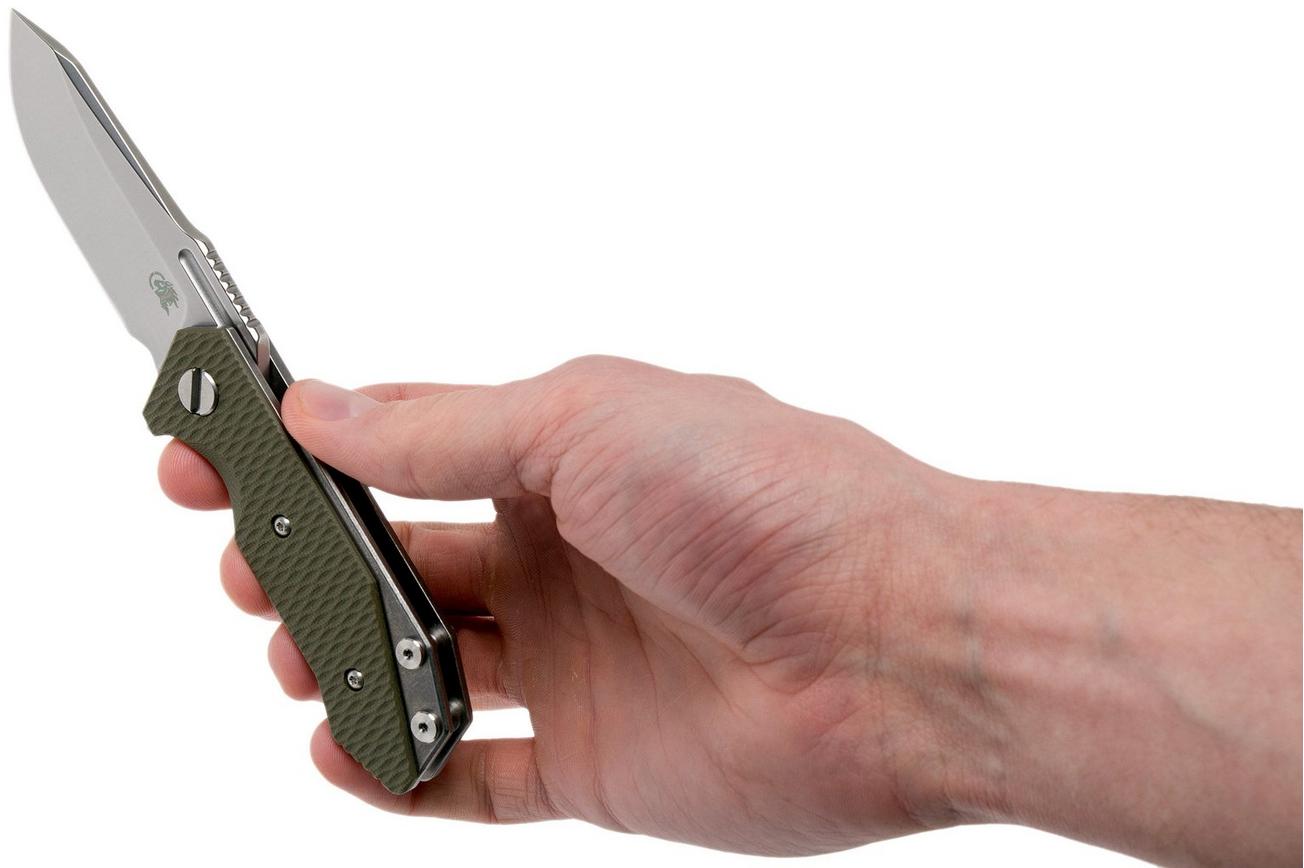 Rick Hinderer Half Track Gen 2, Spearpoint 20CV, OD Green G10, zakmes