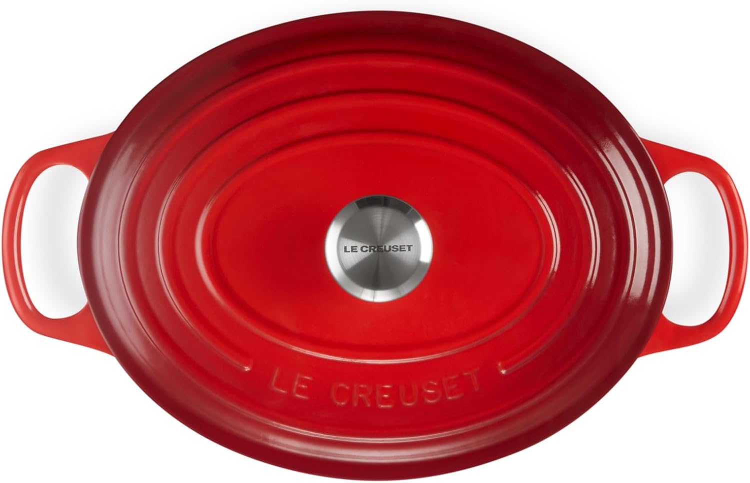 Le Creuset Signature Gusseisen-Bräter mit Deckel, Ø 27 cm, Oval, Für alle Herdarten und Induktion geeignet, Volumen: 4,1 l, 4,425 kg, Kirschrot, 21178270602430