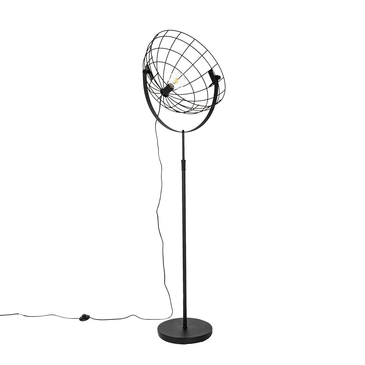 Industriële vloerlamp zwart 50 cm verstelbaar - Hanze