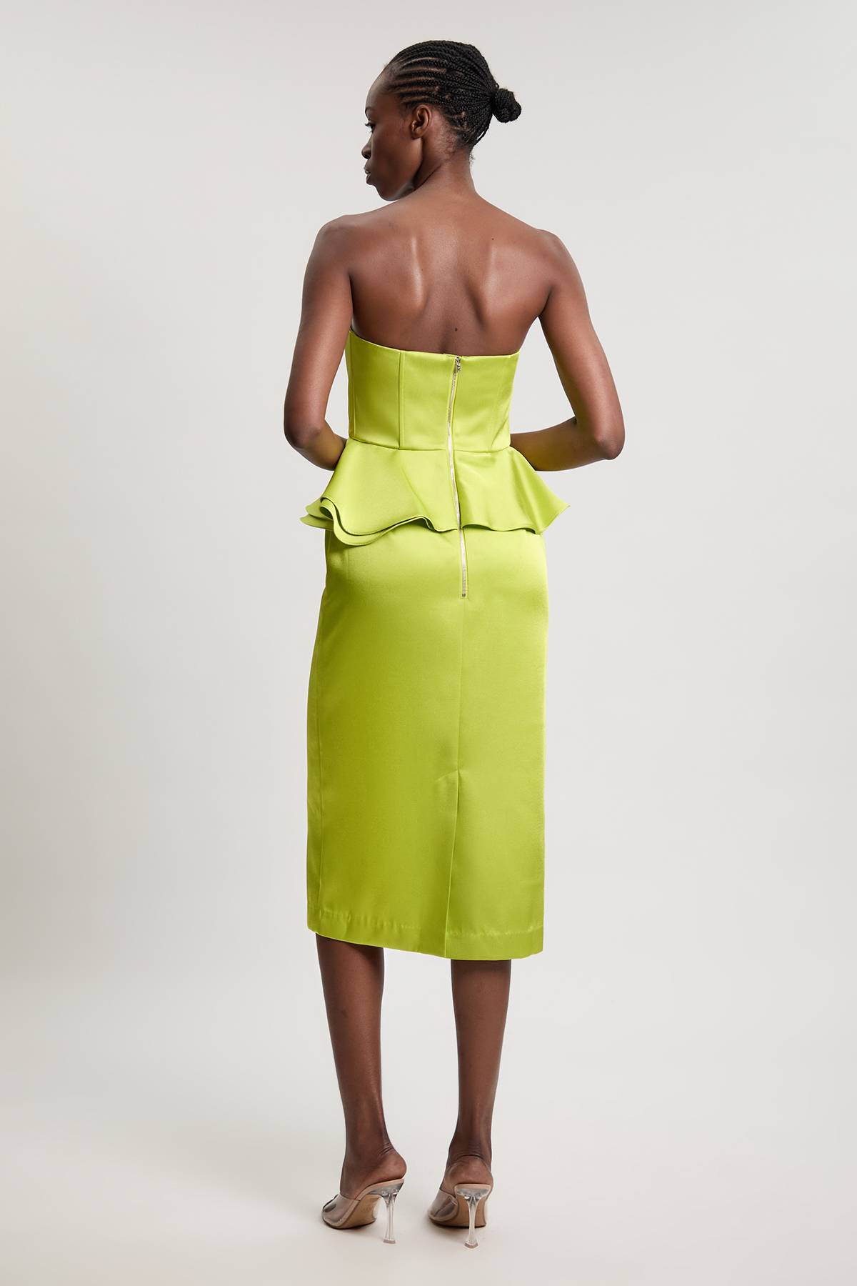 KarenMillen Robe Midi Fourreau En Satin Doublé Avec Basque