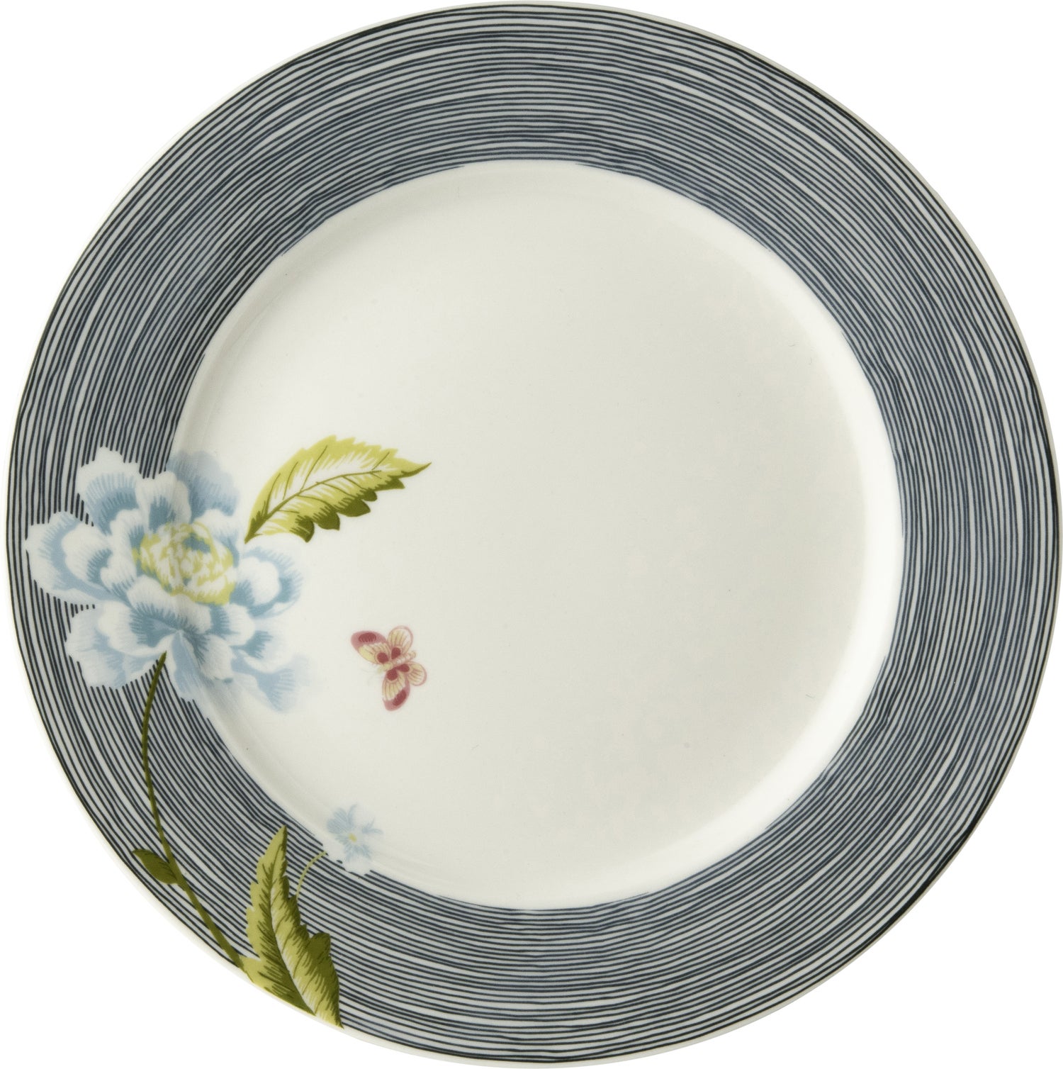 Laura Ashley ontbijtbord Midnight Pinstripe blauw D 20 H 1,9 cm