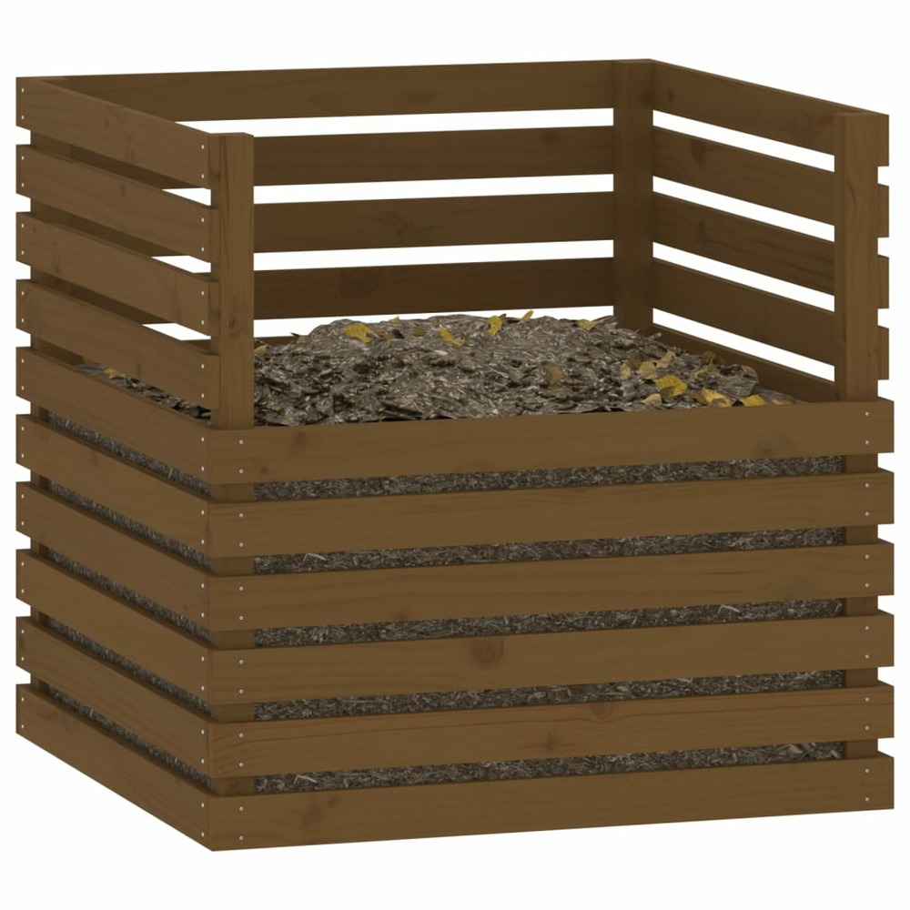 Composteur marron miel 80x80x78 cm bois massif de pin