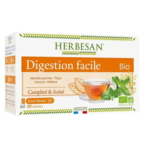 Herbesan Organic Easy Digestion Infusion, sabor menta nº 3, 20 sachês