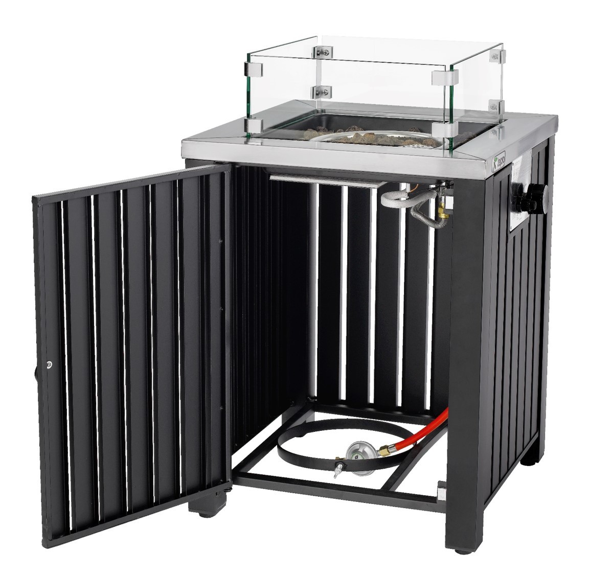 TEPRO Gasfeuerstelle TOPEKA - anthrazit - Glasumrandung - 40 cm