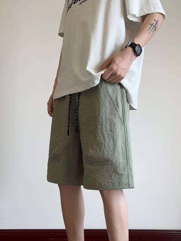 Obikan - Effen shorts met trekkoordtaille