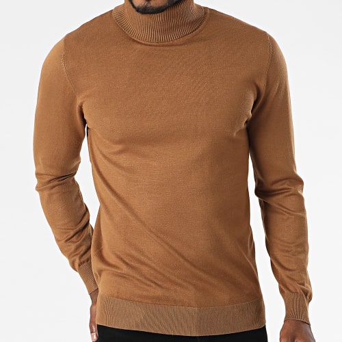 Pull Col Roulé Marron