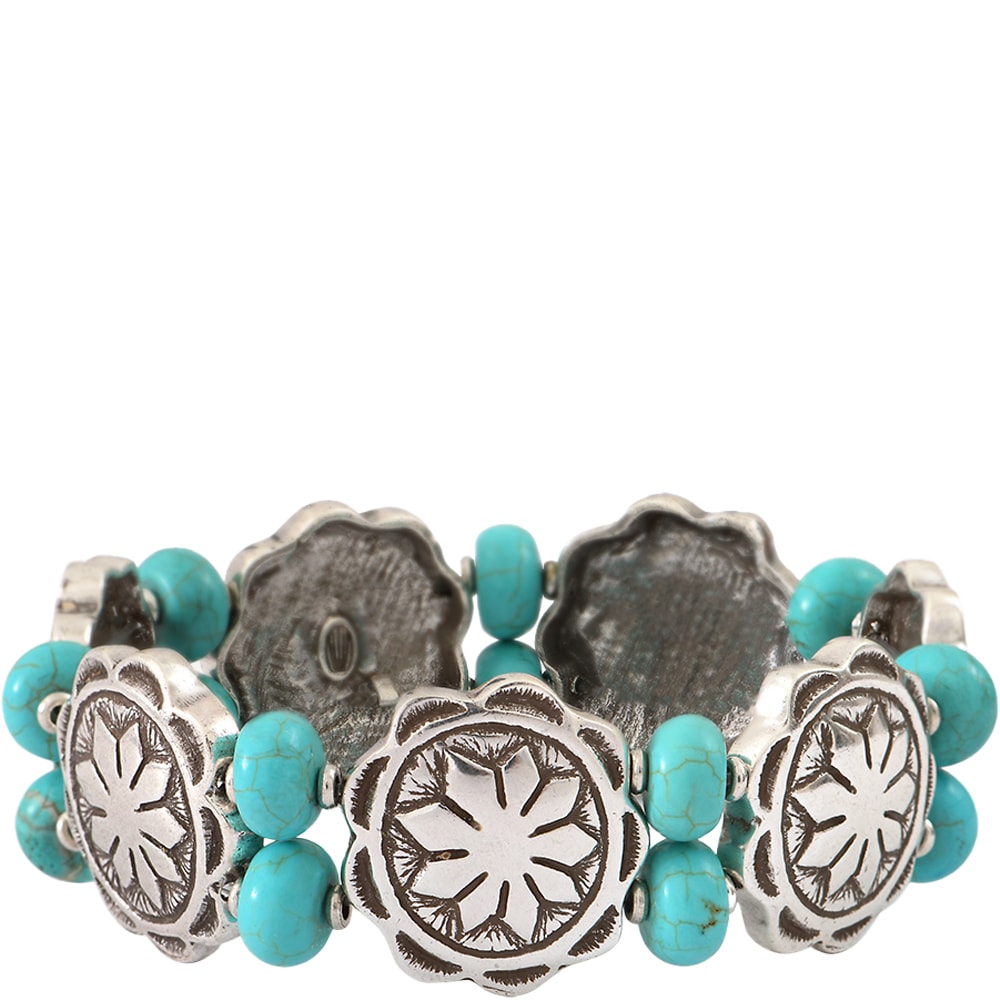 Bracelet ethnique - Métal argenté & howlite