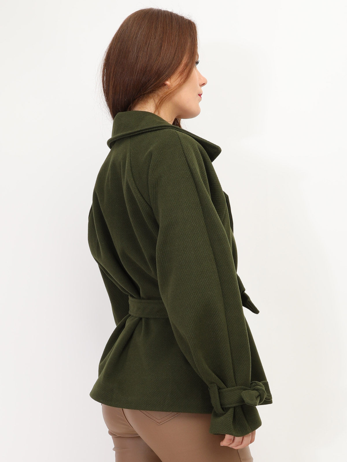 Manteau court à nouer- Kaki