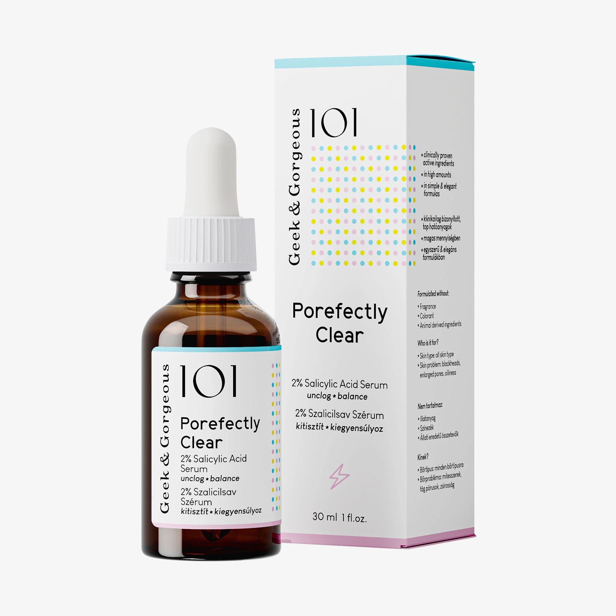 Geek & Gorgeous Porefectly Clear Serum mit 2% Salicylsäure, für Mischhaut & fettige Haut, 30 ml