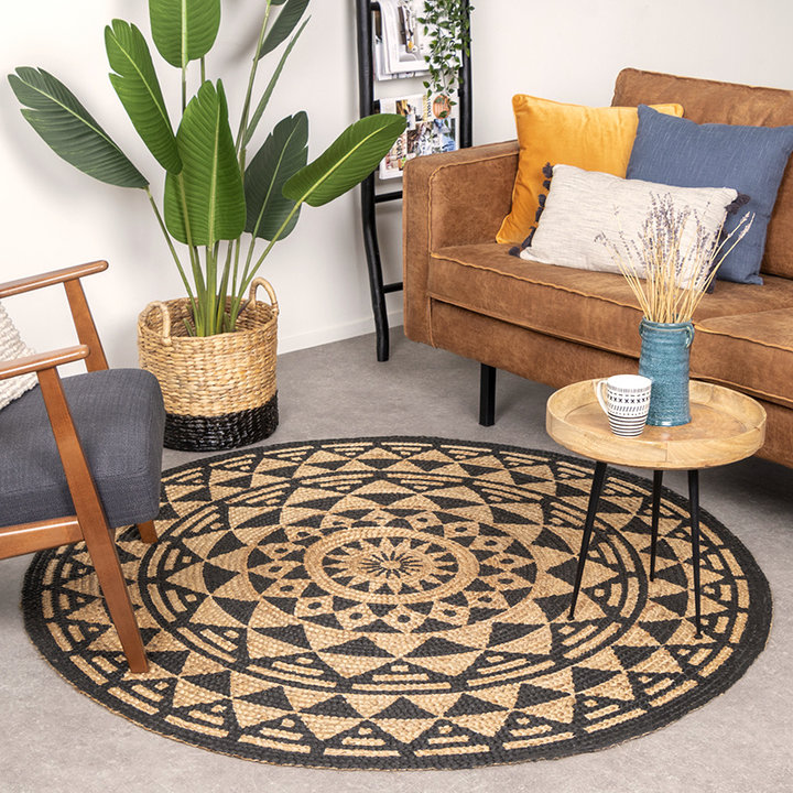 Rond jute vloerkleed - Henna Maya Naturel | 100% jute