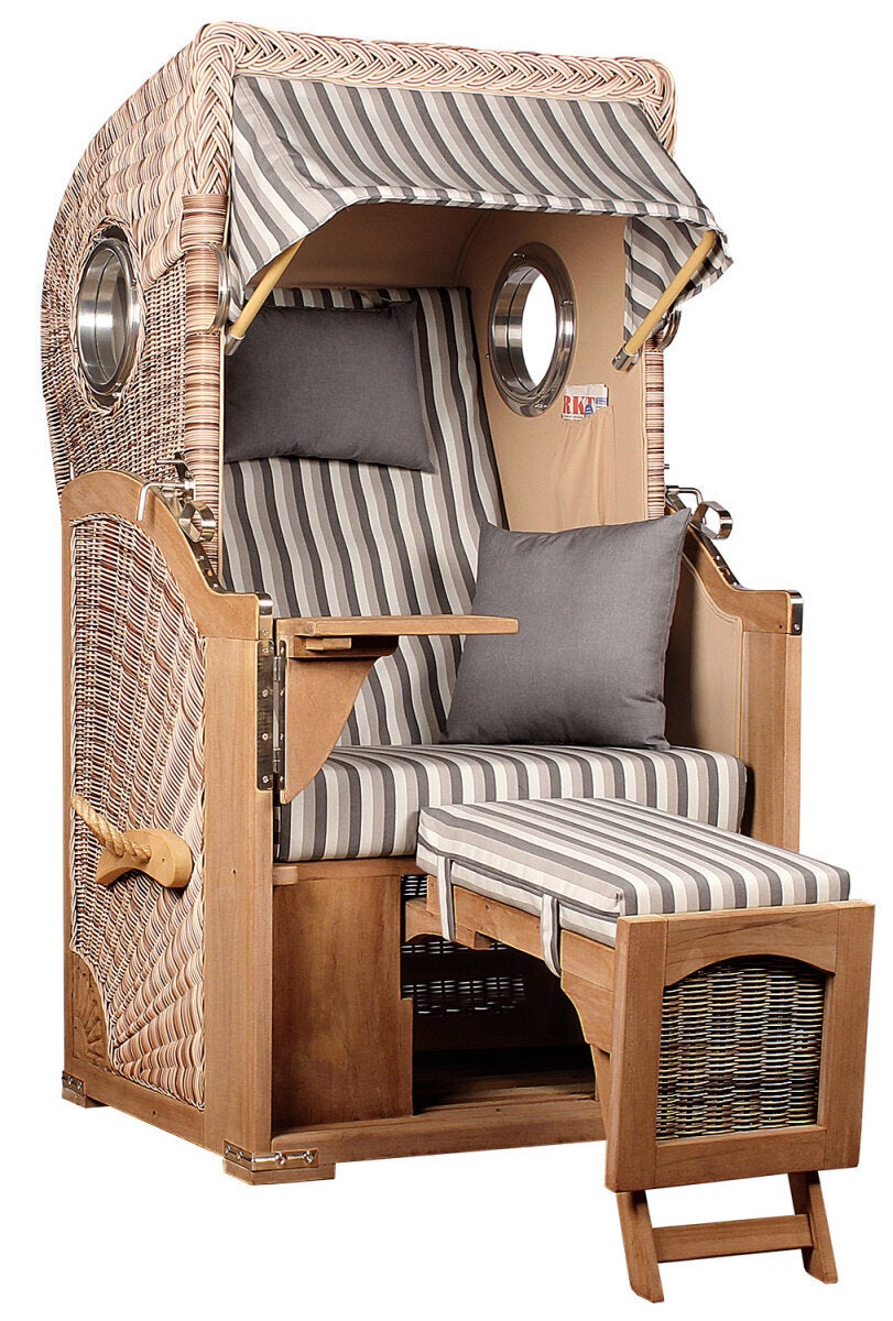 Strandstoel Rantum enkele patrijspoort teak PE schelp design 545
