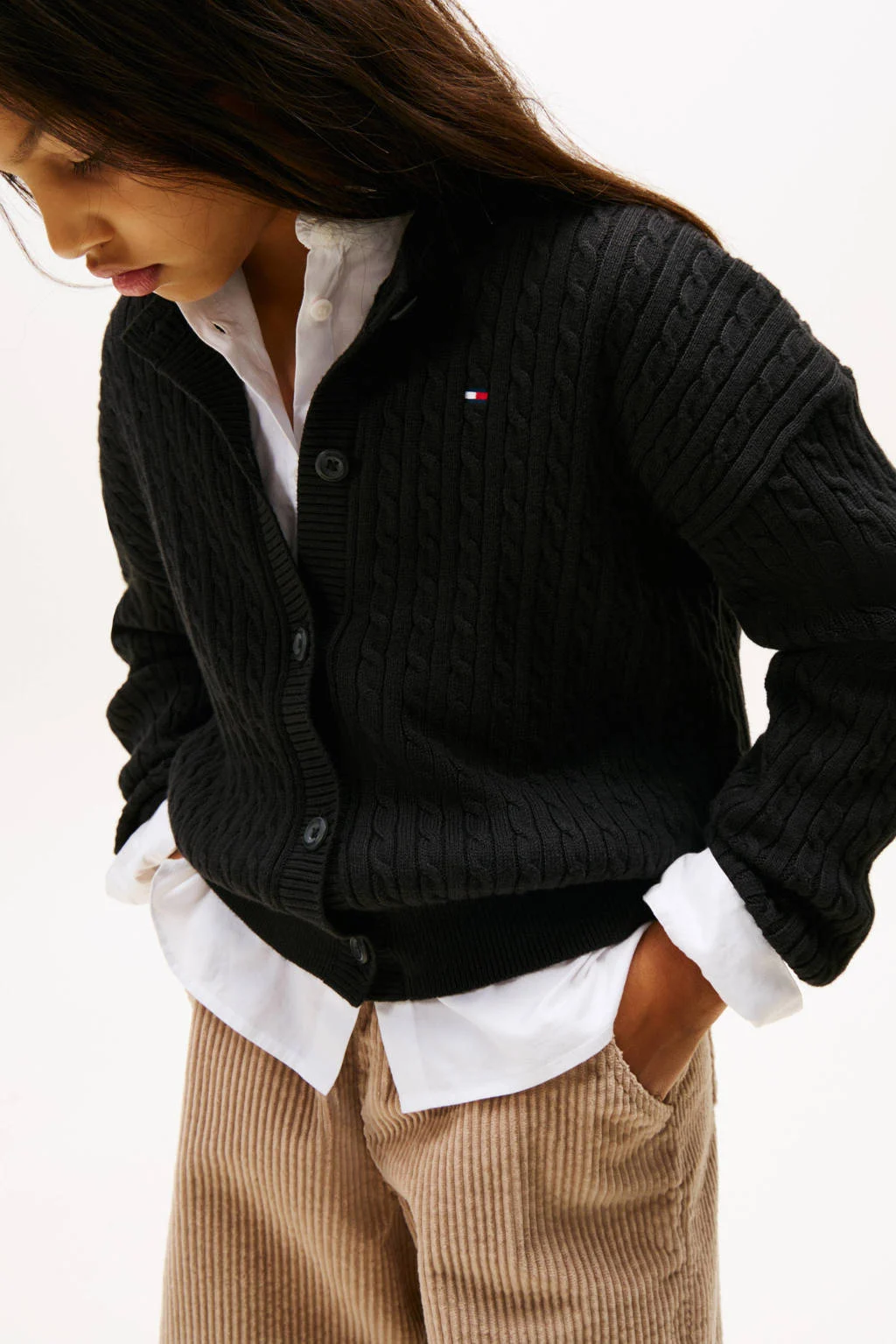 Tommy Hilfiger cardigan zwart met kabels