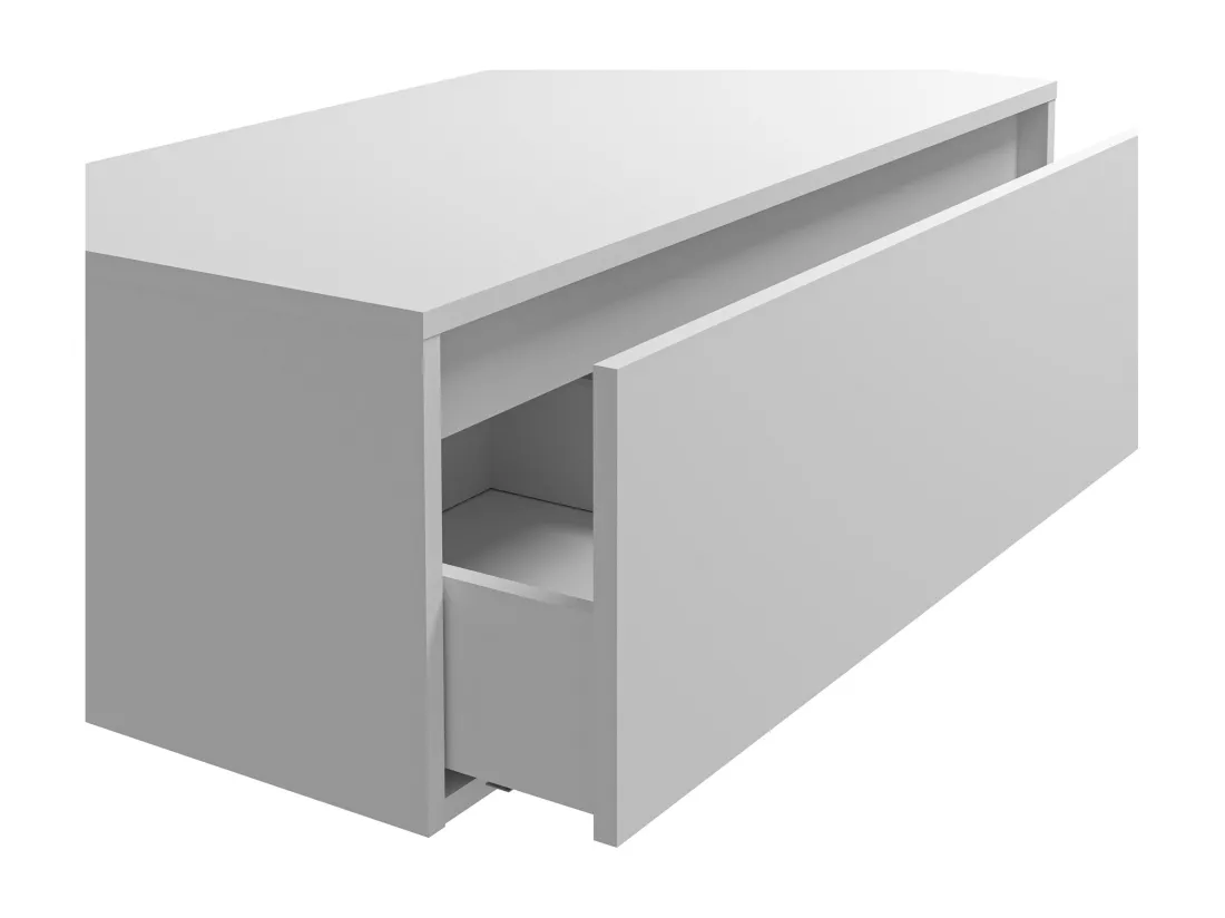 Meuble de salle de bain suspendu blanc avec vasque carrée - 1 tiroir et 2 niches - 94 cm - TEANA II