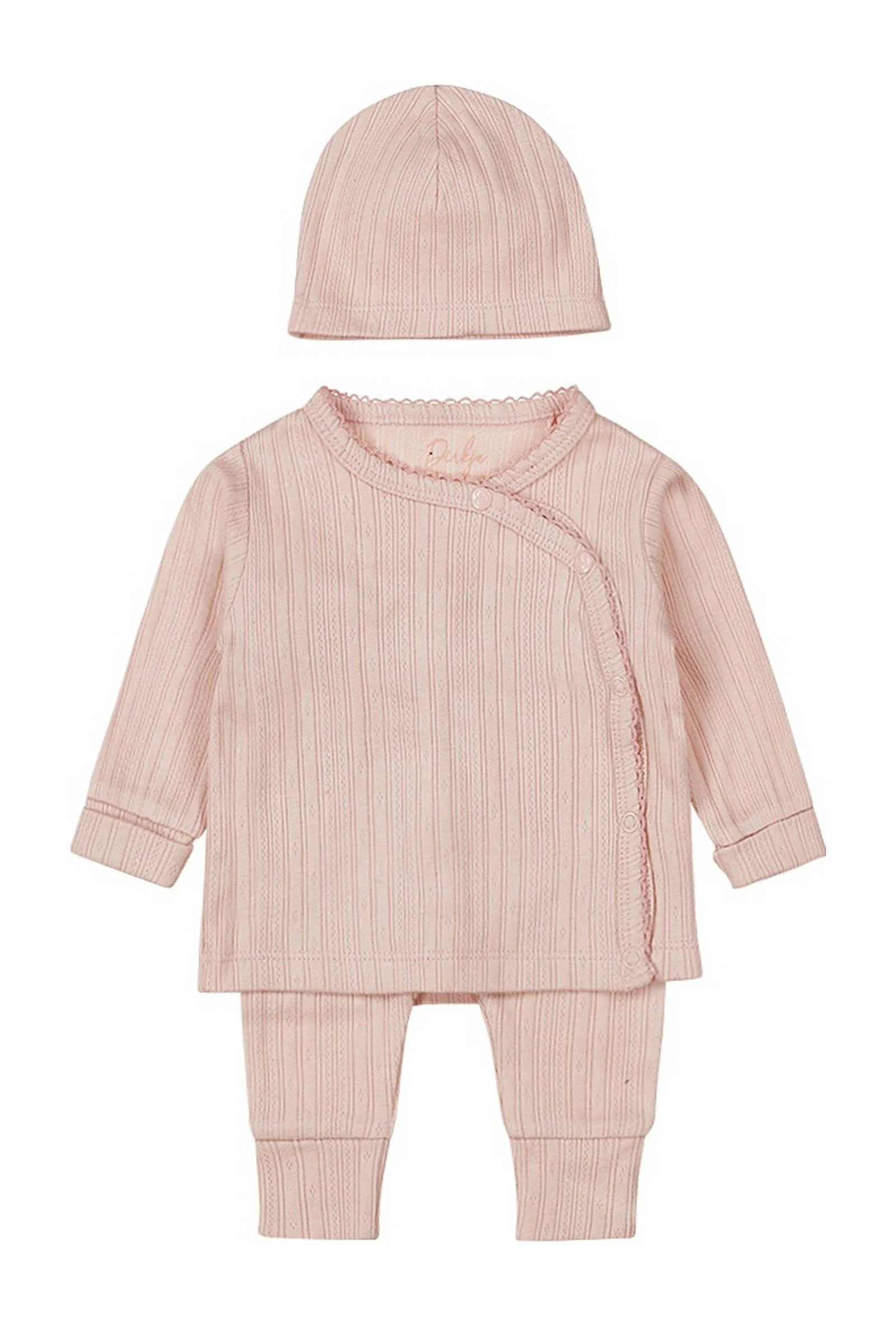 Dirkje overslagshirt + broek + muts roze
