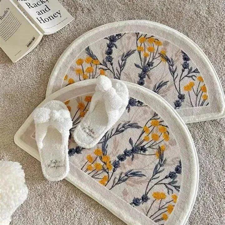 Modern Floral  Bedside Decorative Rug | Anti-slip Absorbent Bathroom Mat
