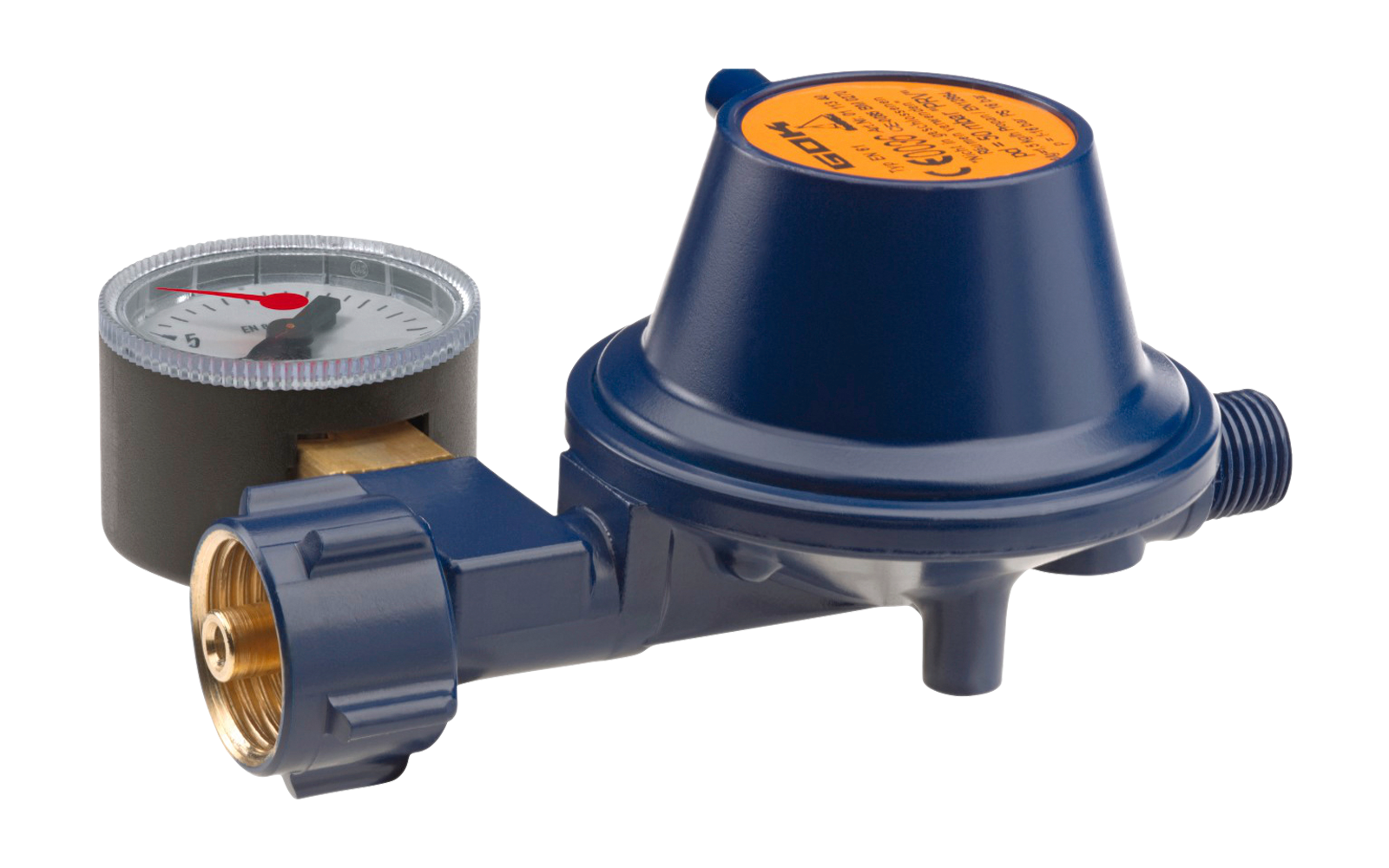 GOK Gasregler EN61 0,8kg/h 50mbar  KLF x G1/4LH-KN-90G PRV Man. Marine SV