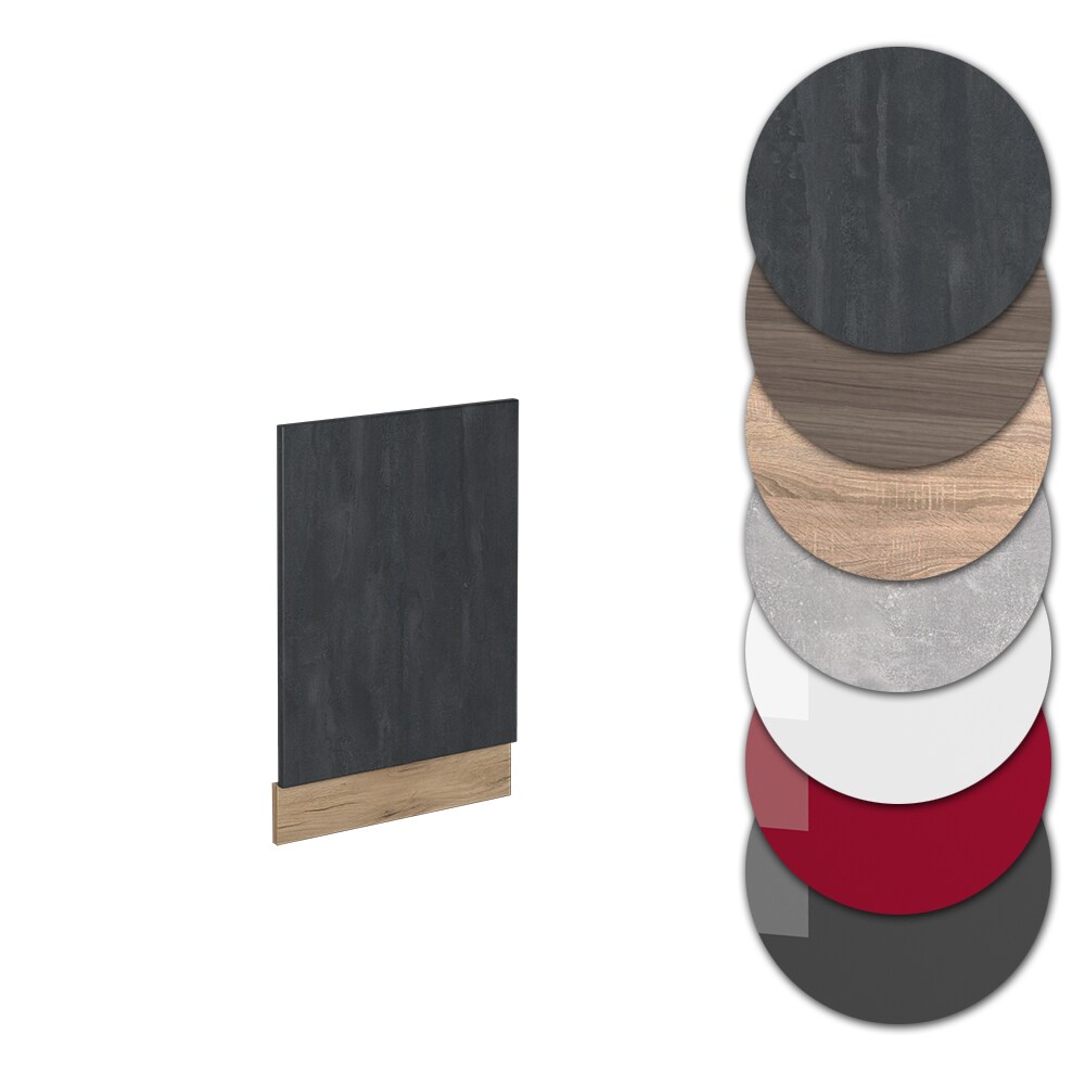 Vicco Geschirrspülerblende R-Line Schwarz Beton Eiche 45 cm mit Arbeitsplatte Weiß-Marmor