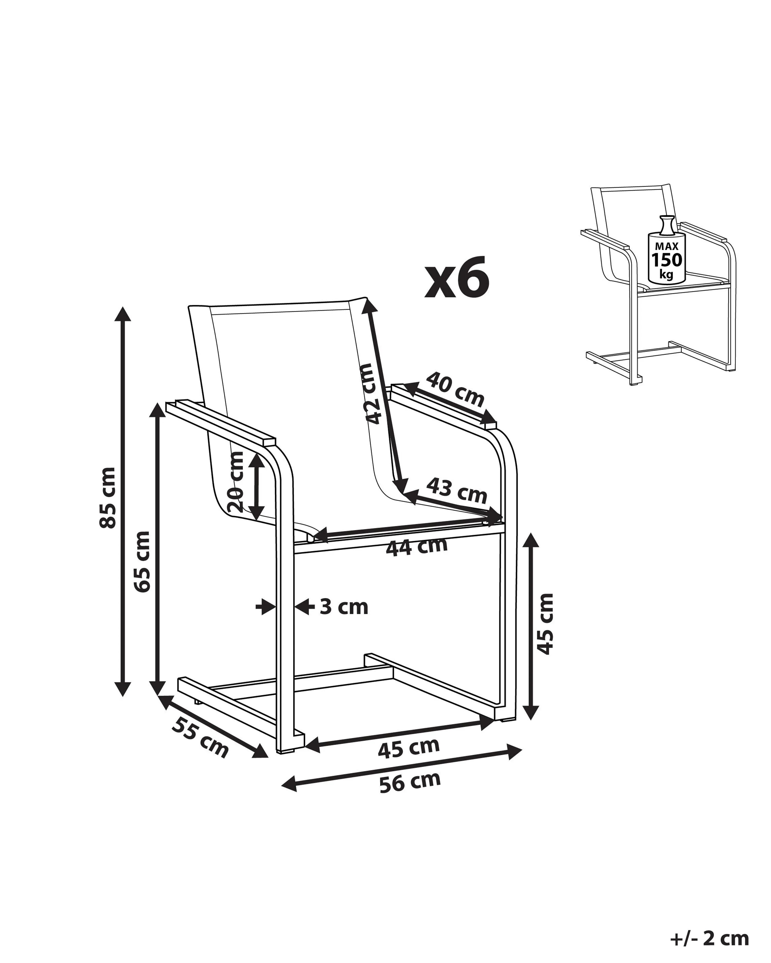 Set van 6 tuinstoelen COSOLETO Roestvrij staal Grijs