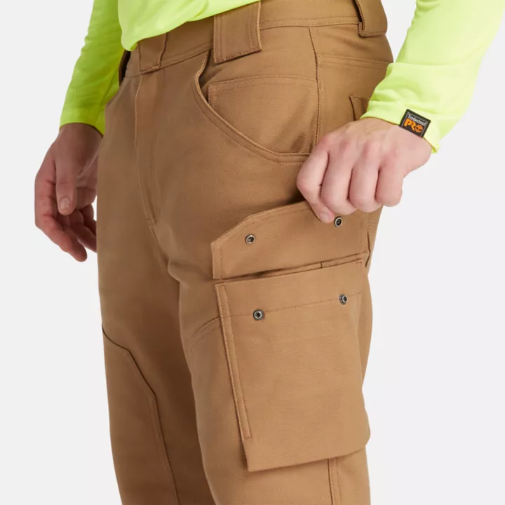 Calças utilitárias Timberland PRO Morphix Double-front para homem, na cor amarela.