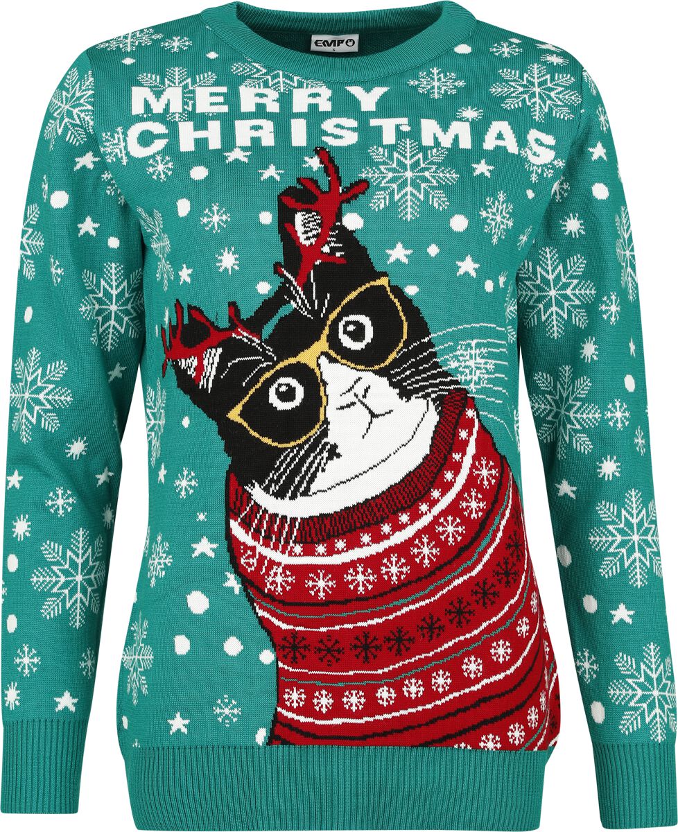 Merry Christmas cat | Pull Moche De Noël Pull de Noël