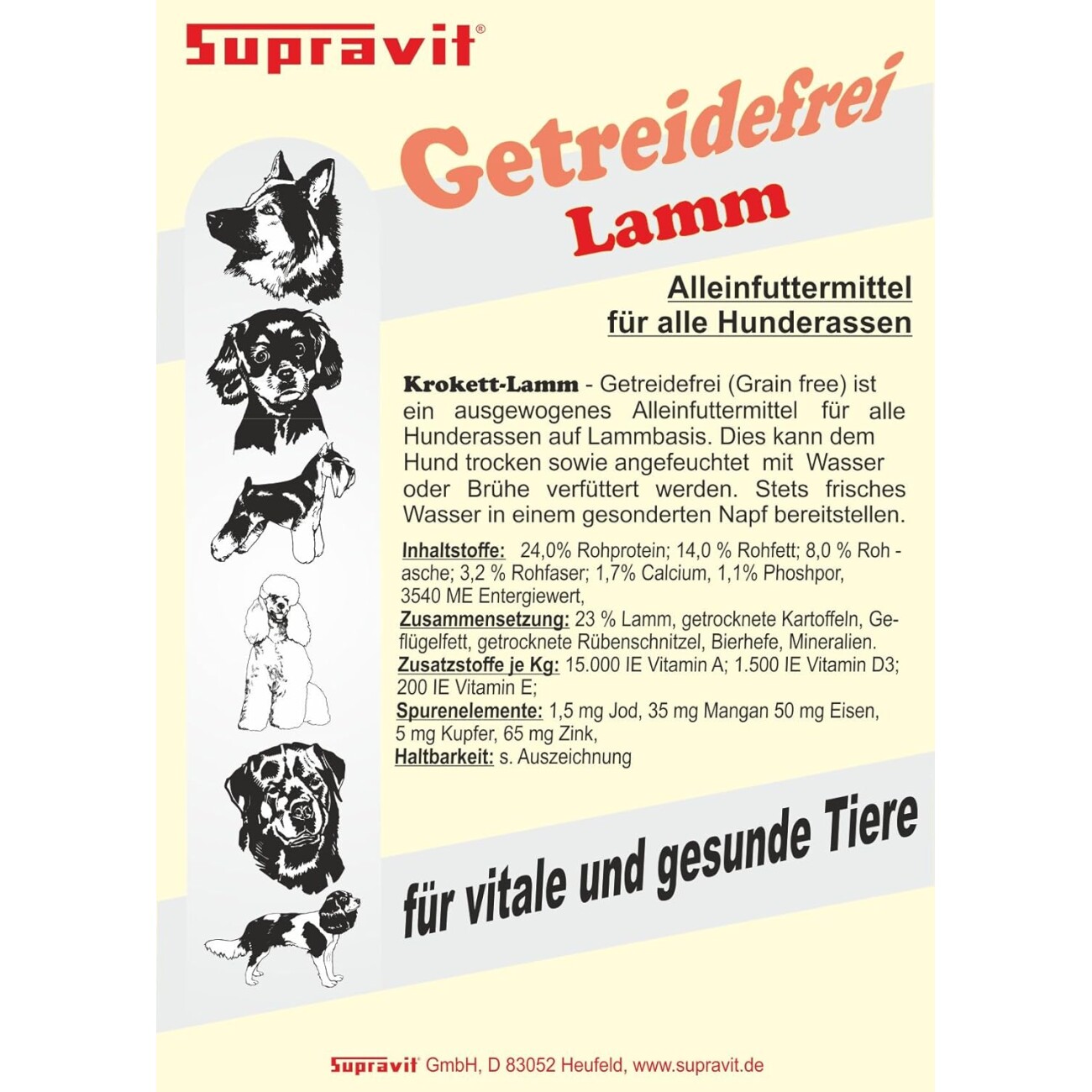 Supravit Hundefutter Lamm und Kartoffeln 5 kg