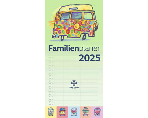 Familieplanner VW 5 kolommen 2025 22x45 cm