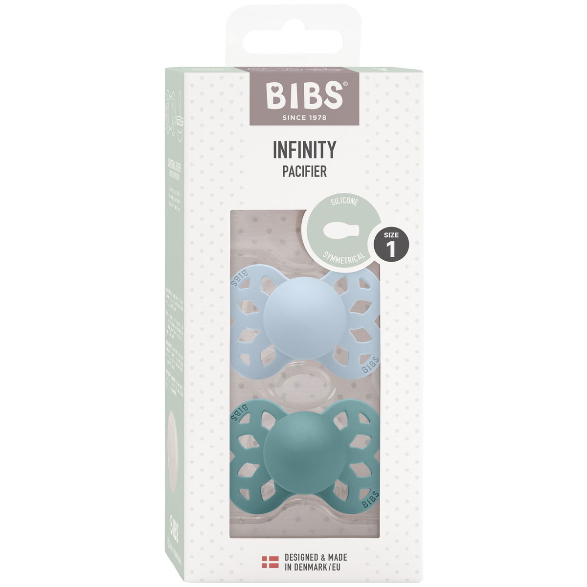 BIBSBIBS   Schnuller Infinity Silikon Symmetrical 2er Pack baby  blue/island sea 0-6M