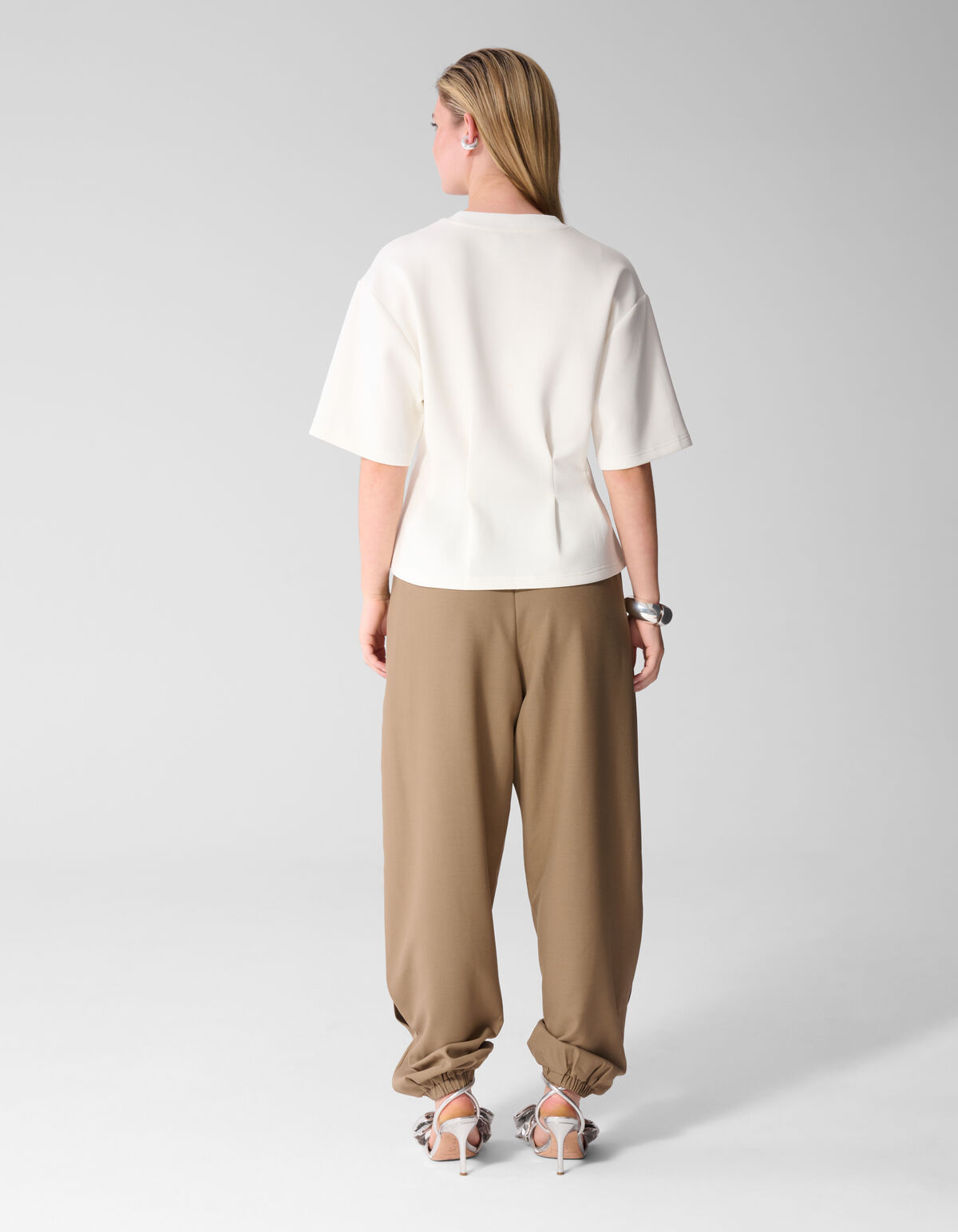 Peplum Scuba T-shirt Gebroken Wit