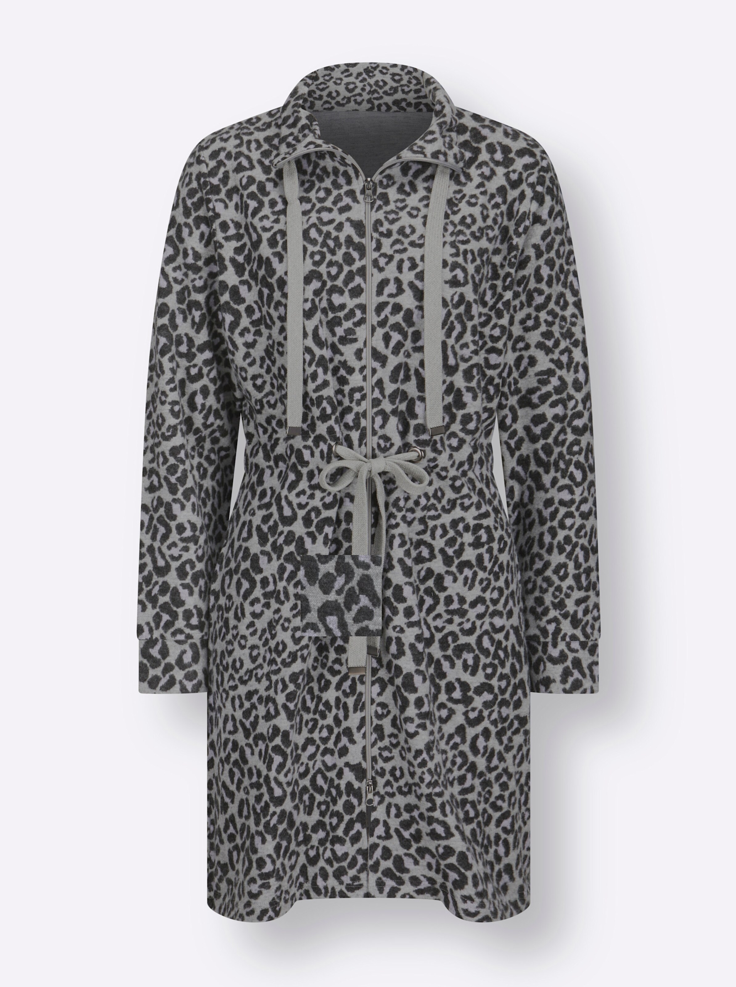 Comodo Longjacke in grau-meliert-schwarz-gemustert
