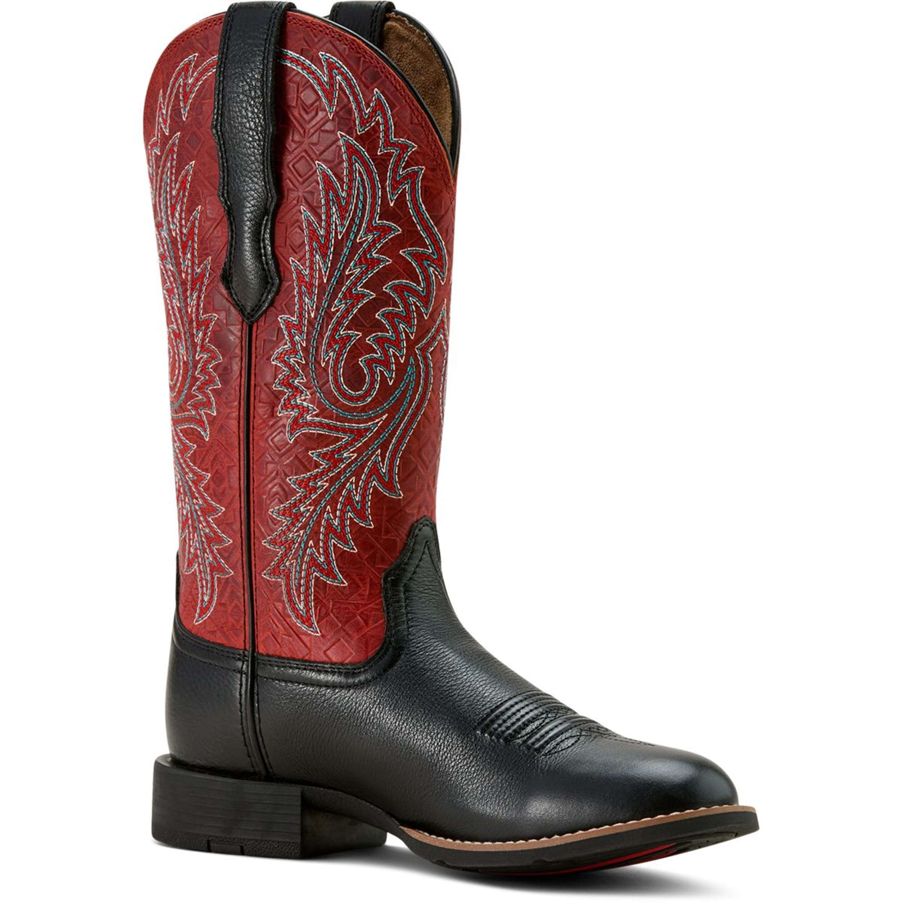 Ariat Westernlaarzen Round Up Stretchfit Dames Black Deertan/Garnet Em
