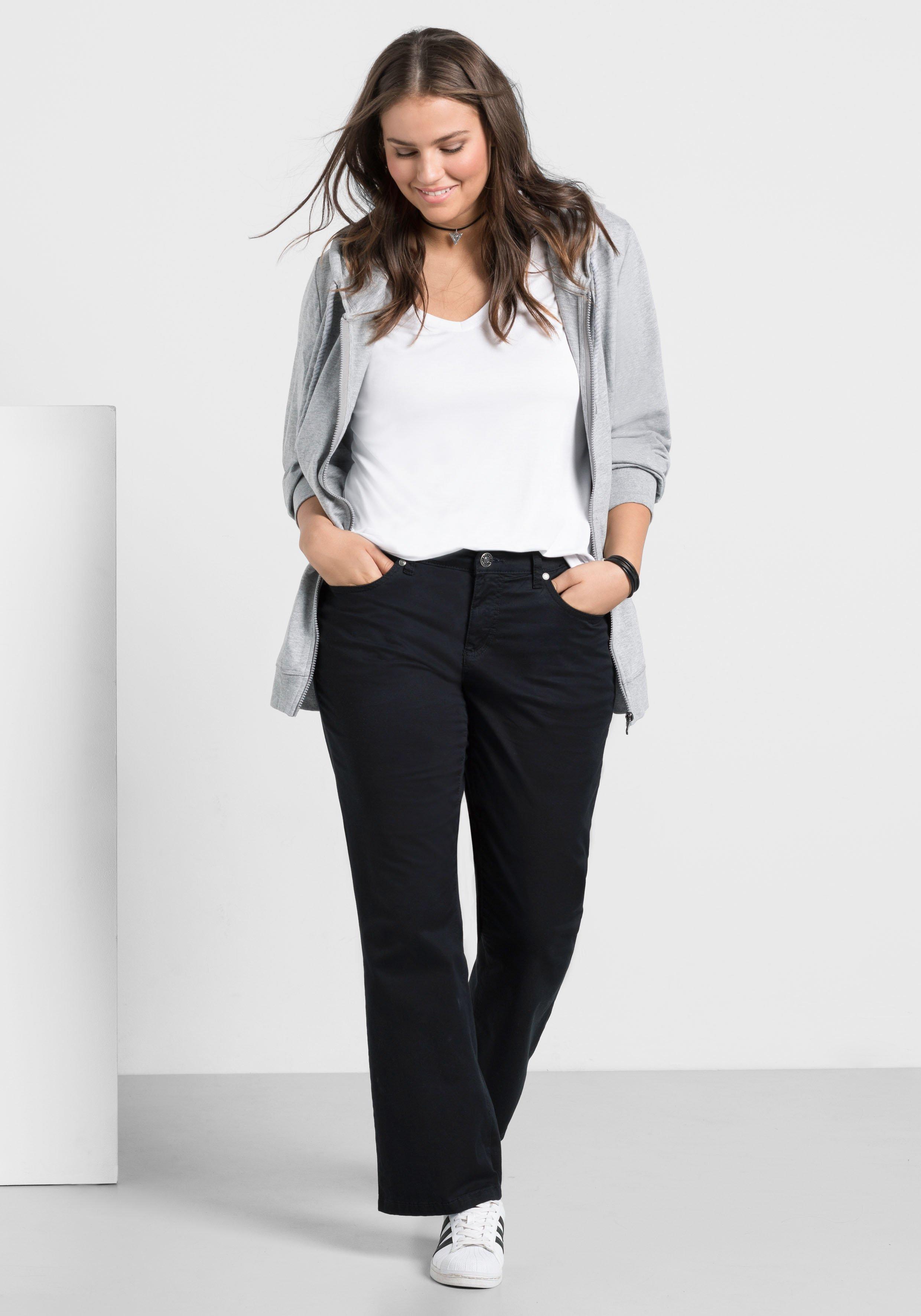 Bootcut-Hose aus elastischem Baumwoll-Twill