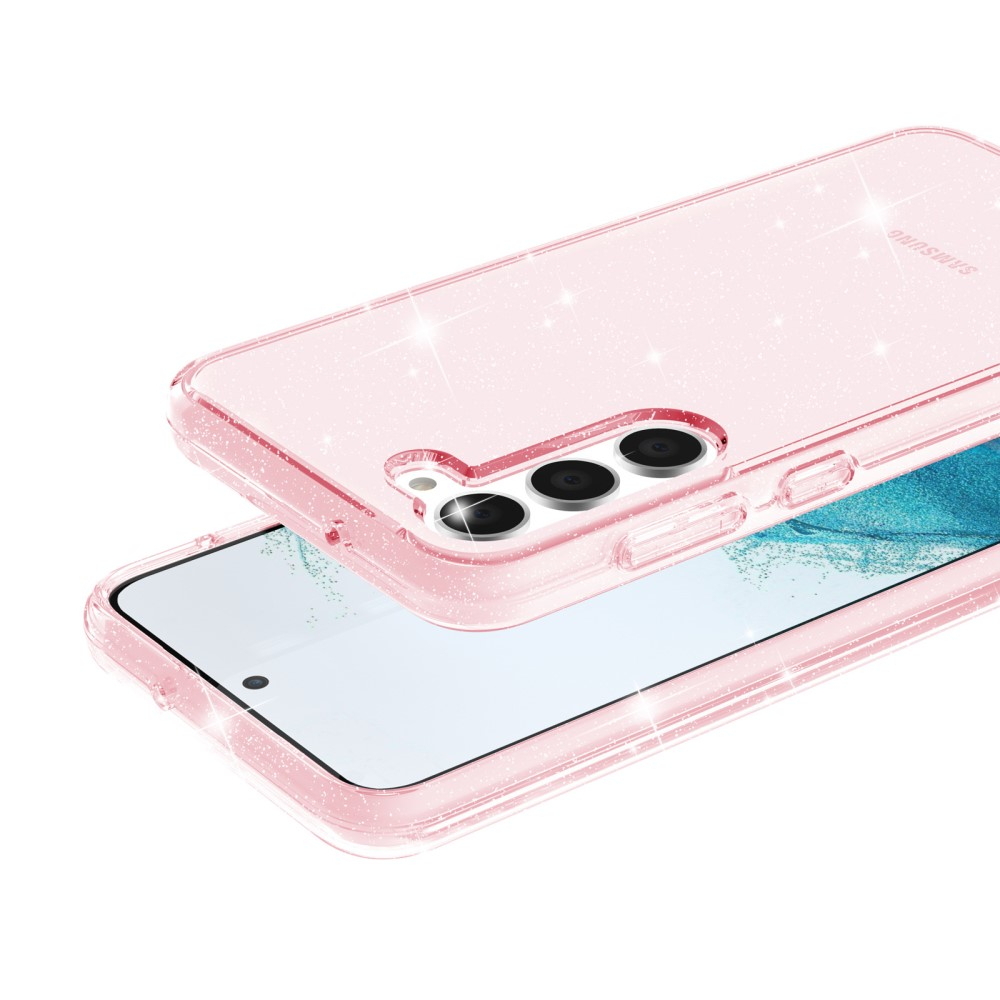 Samsung Galaxy S23 5G Hybrid Hardcase Schutzhülle im Glitzer Design - Pink / Transparent